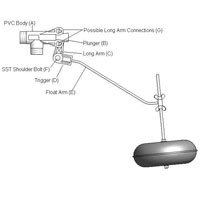 PVC Float Valve Retrofit Kit, Less Ball, SST